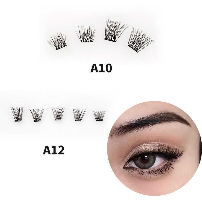 Hot fake eyelashes black stem curly thick slender three-dimensional segmented single cluster exaggerated eyelashes W250324