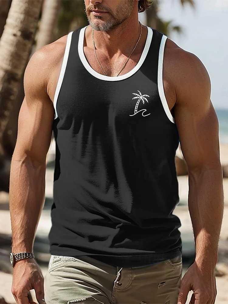 2025 New Hawaiian Style Mens Tank Top Summer Daily Fashion Mens Sleeveless T-shirt Beach Vacation Mens Leisure Tank Top X250324