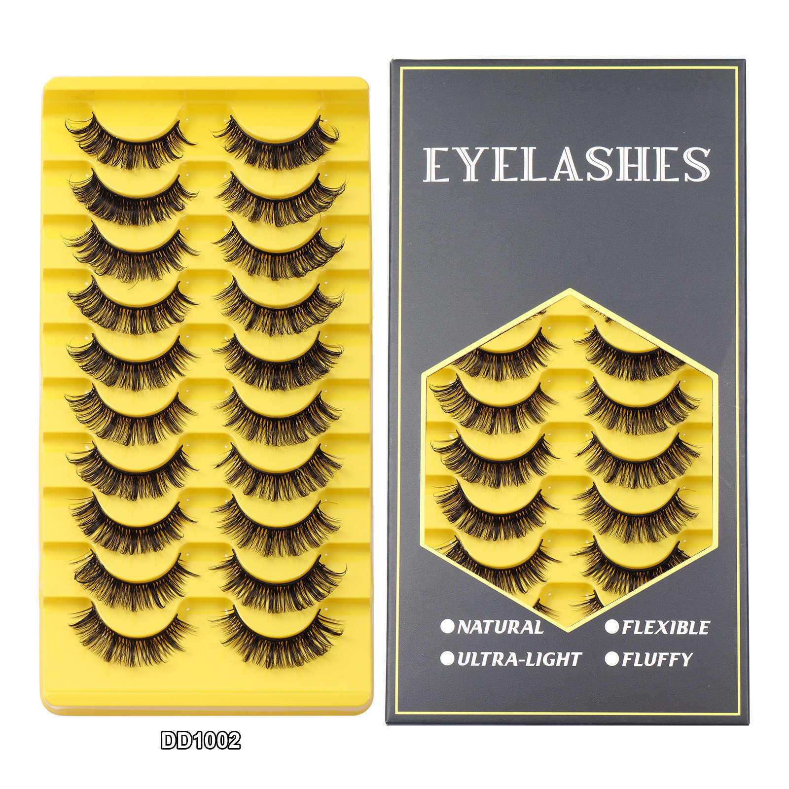 New 10 pairs of boxed false eyelashes naturally soft and thick simulated synthetic eyelashes W250324