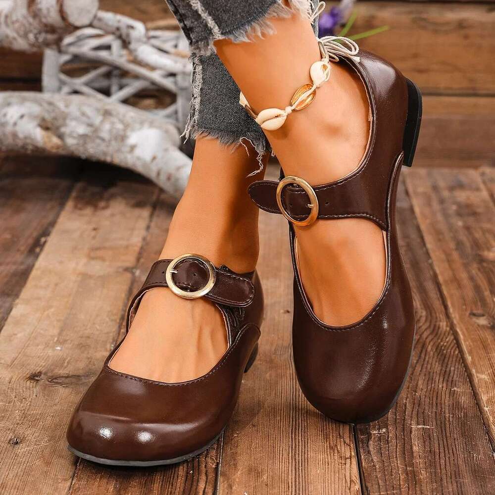 Casual Buckle Strap Mary Jane for Women Spring Summer Comfort Low Heel Pumps Woman Lightweight Soft Sole Dress Shoes