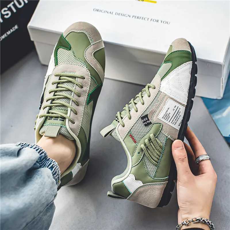 Mens shoes casual sports trend design personalized lace leather sports shoes comfortable and breathableXJ250324