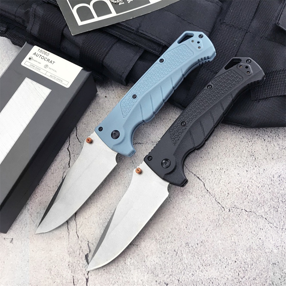 18060 Outdoor Survival Folding Knife - 9Cr18Mov Stainless Steel Clip Point Blade Stonewash Finish Nylon Fiber Handle for Hunting, Camping EDC Pocket Carry 3300