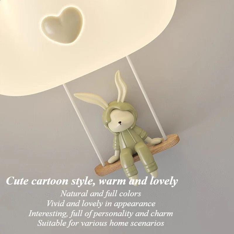 Modern cream wall lamp cartoon cute animal bedside lamp LED lighting for childrens room bedroom home decoration pendant lamp 250324