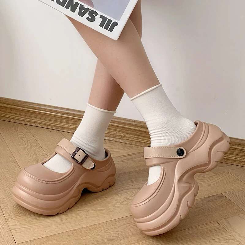 Buckle Strap Thick Bottom Mary Jane Women Mix Color Chunky Platform Slippers Woman Summer Fashion Eva Wedge Heel Sandals