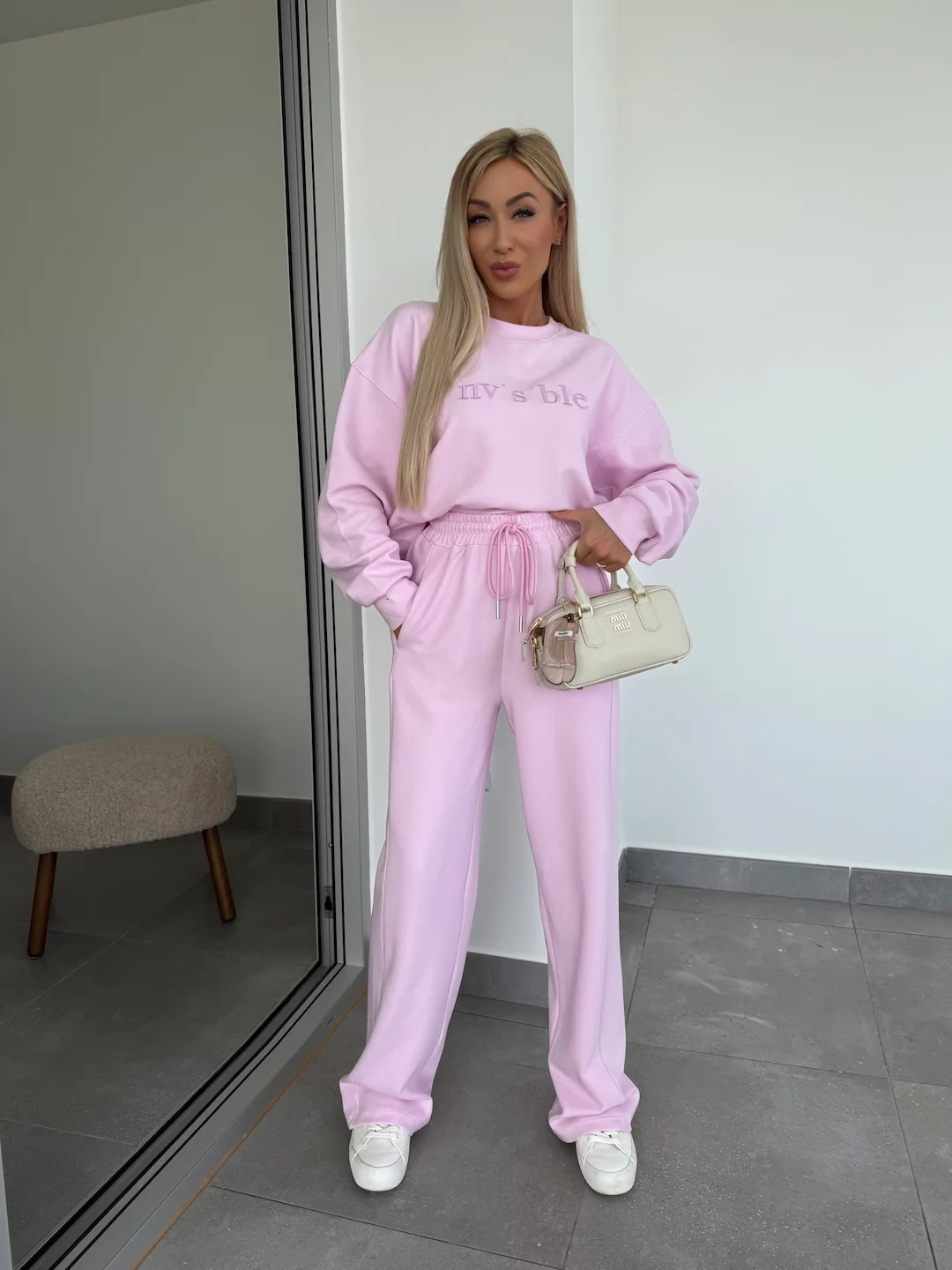 2025 Spring New Solid Color Round Neck Long Sleeve Letter Embroidered Hoodie Strap Pants Two Piece Set