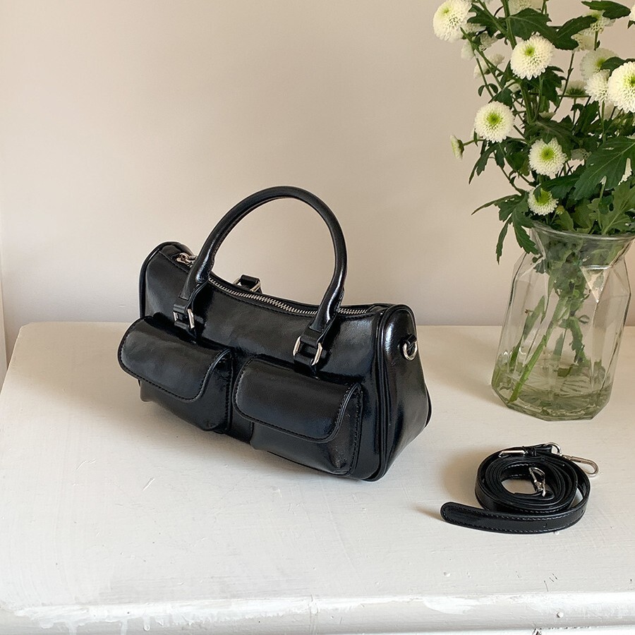 New Fashion Style Small Square Bag Hand Carrying PU Leather Feeling Simple Small Handbag Female Korean Version All Shoulder Crossbody Bag