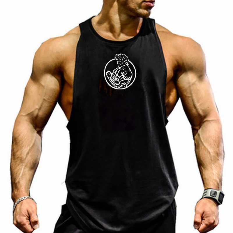 Mens fitness vest sleeveless fitness shirt 2021 mens running vest cotton sports tank top mens clothing X250324