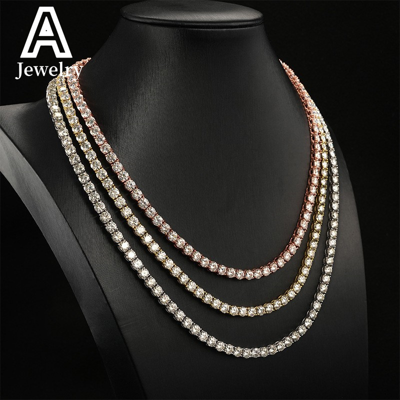 Pass Diamond Tester GRA Certificate 4MM Hip Hop Tennis Necklace Bracelet 925 Sterling Silver VVS Moissanite Tennis Chain