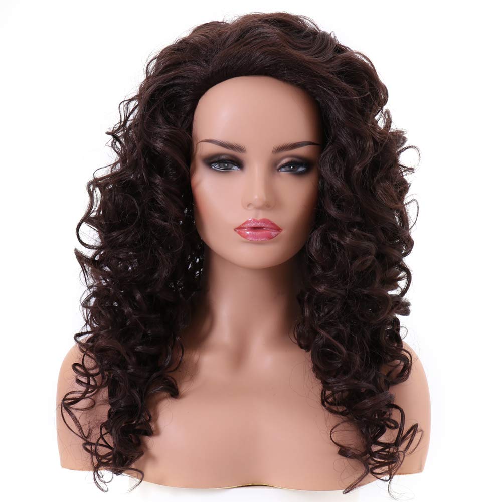 Long Chestnut Brown Hair Curly Wavy Full Head Halloween Wigs for Women Cosplay Costume Party Hairpiece (6#-Chestnut Brown)