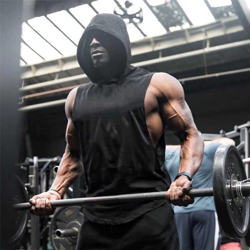 New fashion cotton sleeveless sportswear hoodies vests mens fitness shirts single set fitness vests X250324
