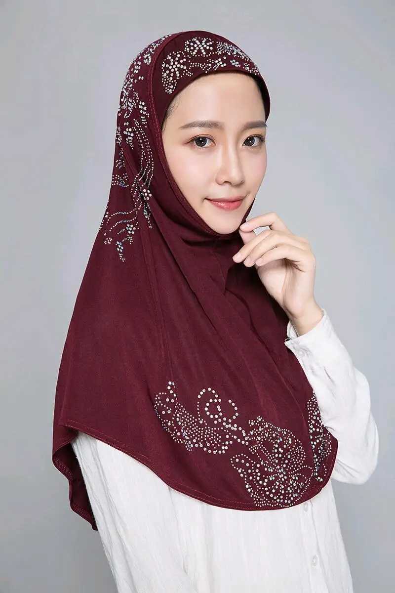 H006 Adts or big gilrs good size Muslim headscarf with rhinestone X250324