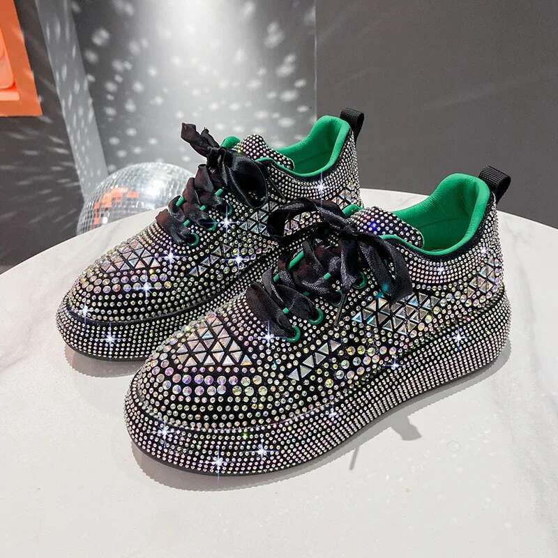 2025 New Shining Dia Sports Thick Bottom Designer Fashion Leisure Vulcanized Flat Shoes