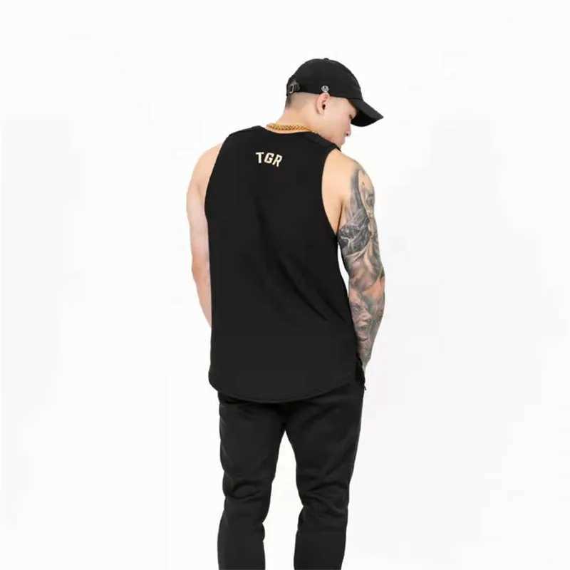 Mens brand gym striped vest mens fitness vest cotton sleeveless fitness vest single set sportswear fitness vest X250324