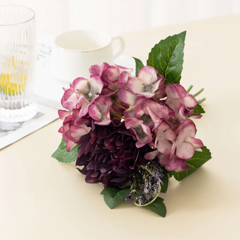 Wedding wedding champagne hydrangea fake wers bride hand bouquet decoration dahlia cross-border simulation wer arrangement wholesale beautiful