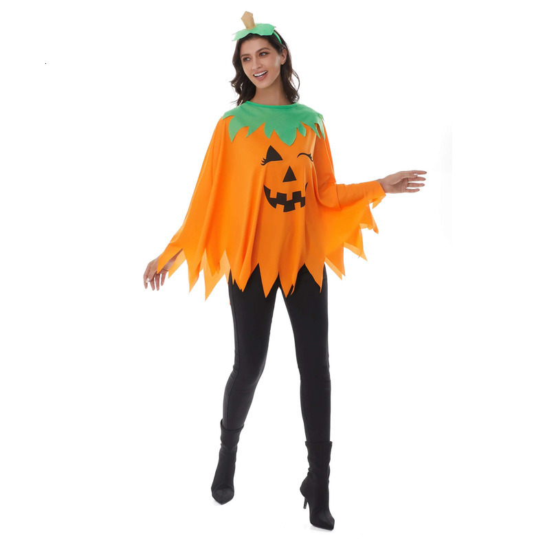 Spooky Fall Festival Pumpkin Getup Comprehensive Two-Part Cloak Outfit Including Headgear for Kids and Adults quantity
