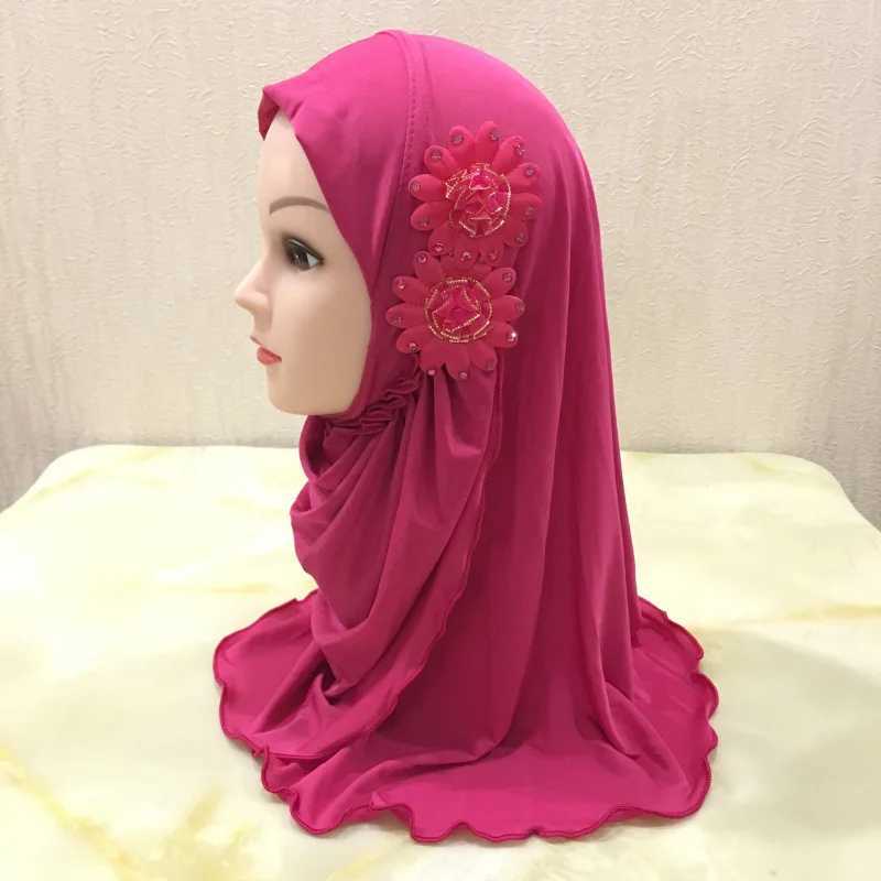 Solid flower crown childrens headscarf Islamic clothing packaging Muslim childrens headscarf strapless hat 2 to 7 years X250324