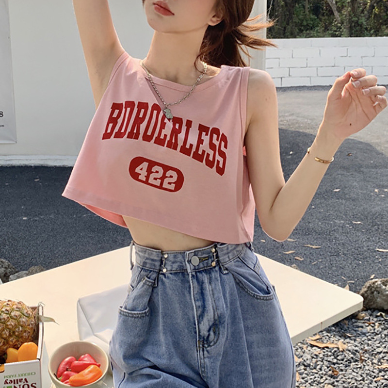 2025 New American Hot Girl White Designer Sports Tank Top Outdoor Beach Designed For Women's Summer Outdoor Wear Small And Loose Sleeveless T Shi