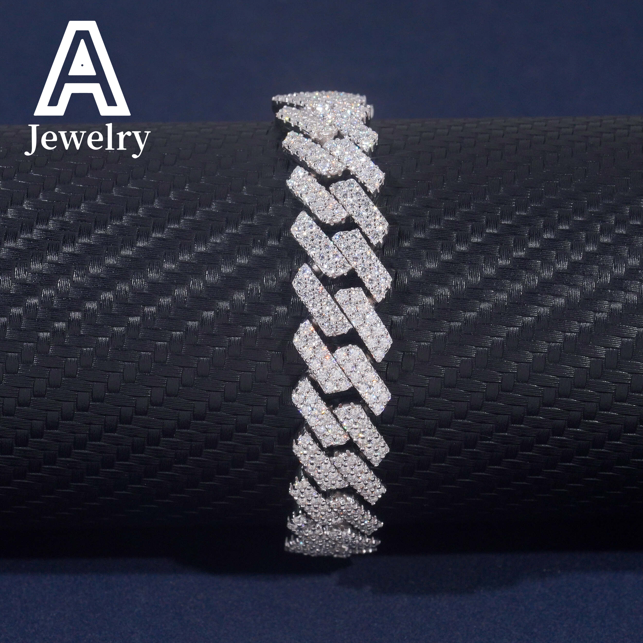 Iced out Miami cuban chain hip hop jewelry necklace s925 moissanite diamond cuban link chain 13mm sharp cuban necklace bracelet