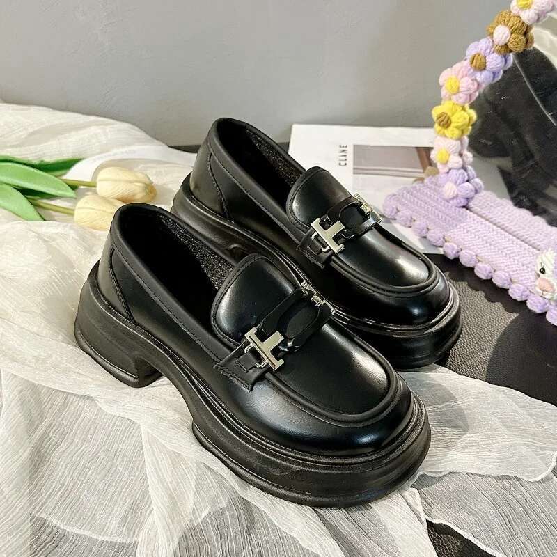 Loafers Retro British Style Leather White Light Mouth Mary Jane Single New Thick Soled Sponge Cake Women's Shoes