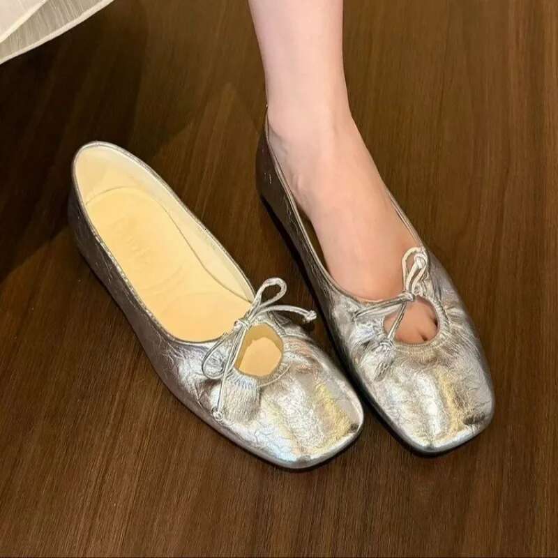Fashion Butterfly-Knot Ladies Flat With Female Slides Silk Footwear Shallow Ballet Flats Dance Shoes For Women