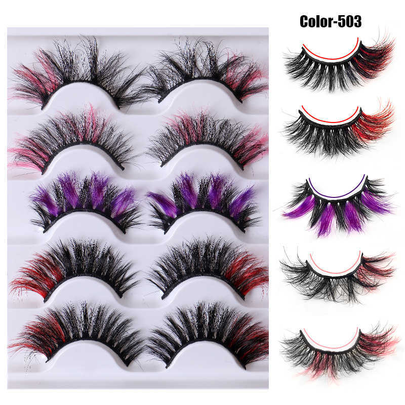 Cos5 Mixed Color False Eyelash Explosive Edition Thick Curly Imitation Mink Hair Eyelash Stage W250324