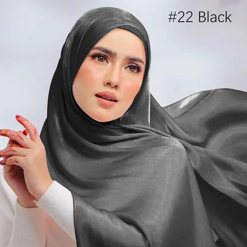 Muslim Fashion Headscarf Scarf 175 * 75cm Muslim Bun Islamic Glitter Silk Shawl Luxury Scarf X250324