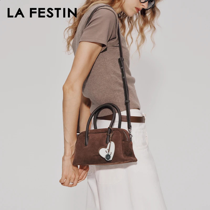 LA FESTIN Original Suede Bag 2024 Handbags Womens Shoulder Crossbody Boston Handheld 250317