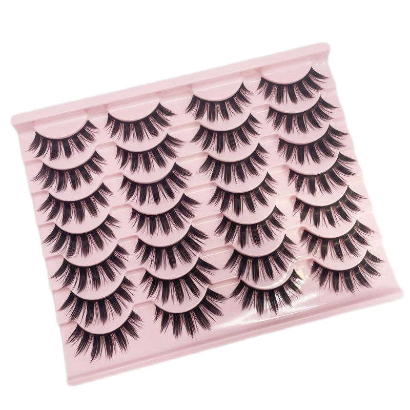 Thick curled false eyelashes ten pairs of big devil eyelashes natural COS pointed tail black hard stem W250324