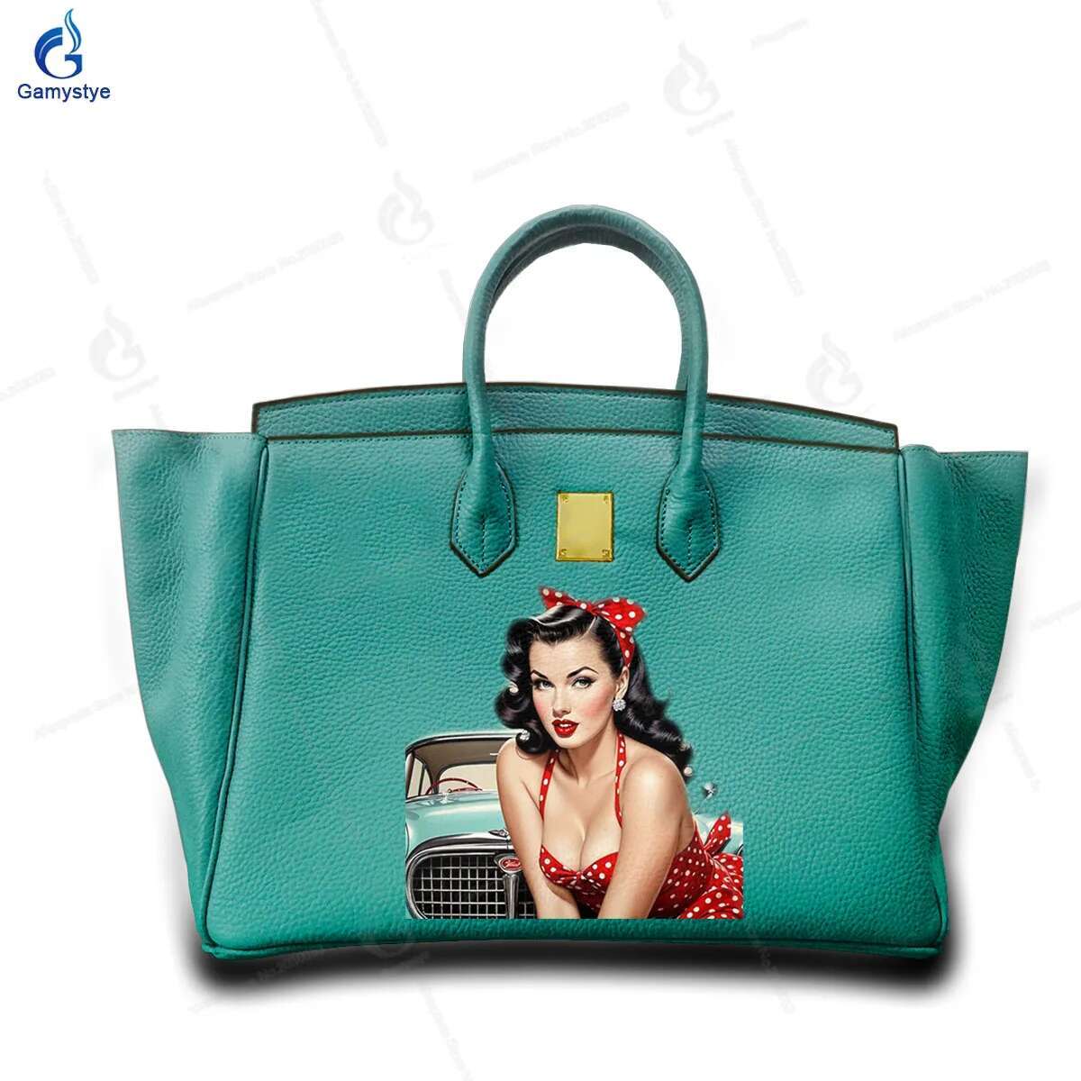 Printed Car Art Bags Women Handbag And Purses Girl Greatest Fashion Accessories Designer Ladies Tote Perfect Really Leather Cow