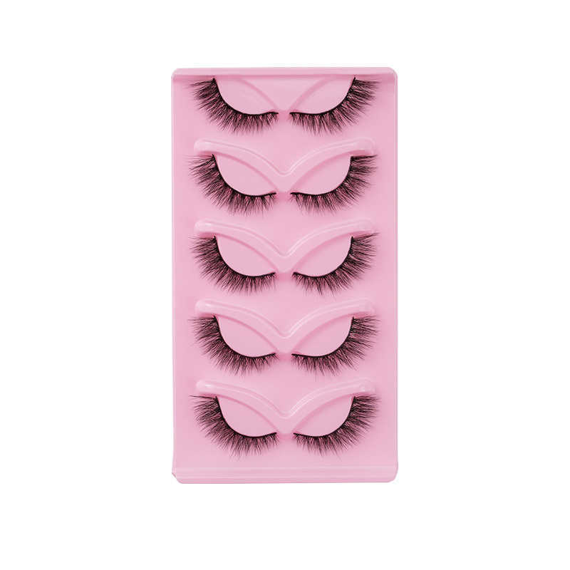 Three dimensional multi-layer dense cross shaped false eyelashes with black stem comfortable simulation of one-piece eyelashes on the mirror W250324