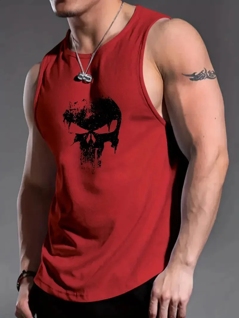 Funny 3D Skull Print Mens Tank Tops Hip Hop Trend Harajuku Sleeveless Shirt Summer Gym T-shirt Man Fashion Fitness Run Vest Tee 250402