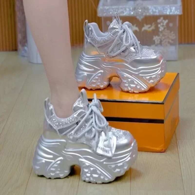 2025 New 10.5CM Women's Casual Thick Bottom Designer Fashion High Heels Sports Vulcanized Shoes Sports Shoes Thick Bottom Sports Shoes