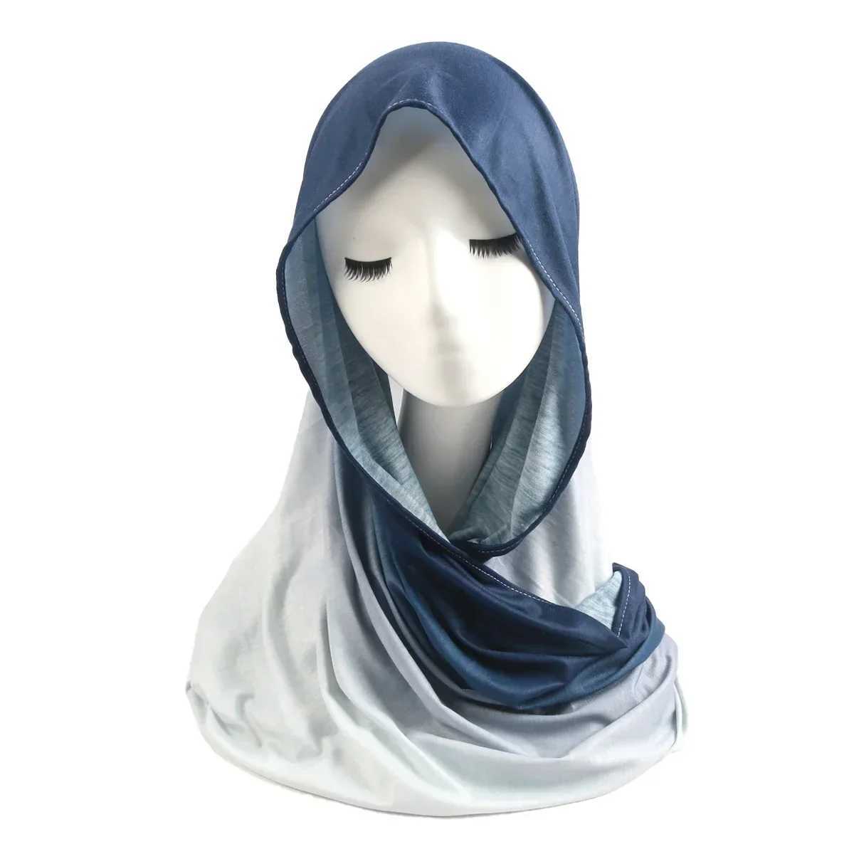Latest gradient pattern Jersey headscarf scarf Muslim headscarf shawl womens casual long bag Fem Turban Islam b85 * 70cm X250324