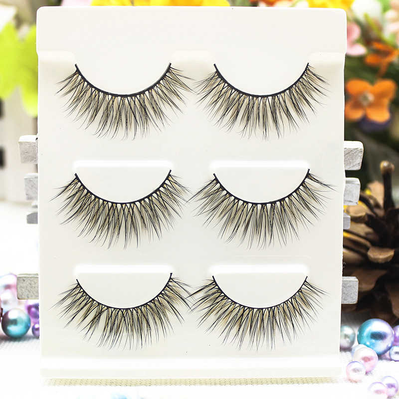 3D False Eyelash Black Brown Hard Stem Natural Simulation Thick Curling Extended Cross Eyelash W250324