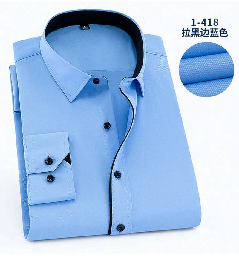 Autumn long sleeved mens striped plus size 9XL 10XL 12XL 14XL business oversized mens dress office formal cotton shirt blue 54 X250324