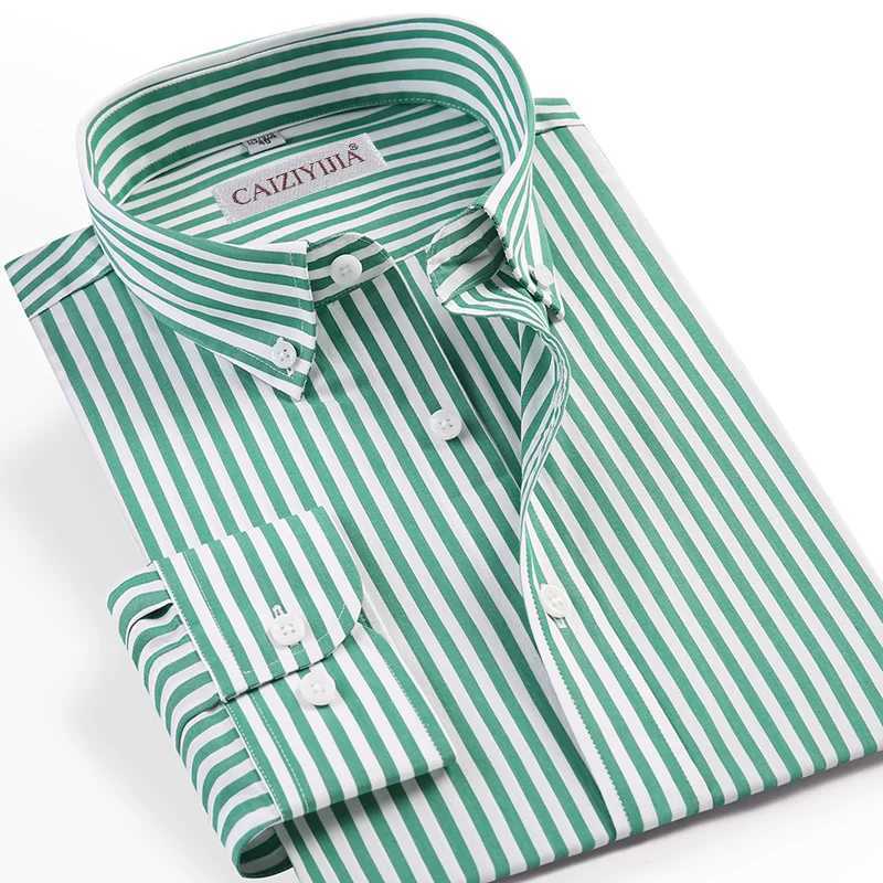 Mens long sleeved needlepoint striped dress with high-quality pocket free design ultra-thin fit casual button down easy to care cotton shirt X250324