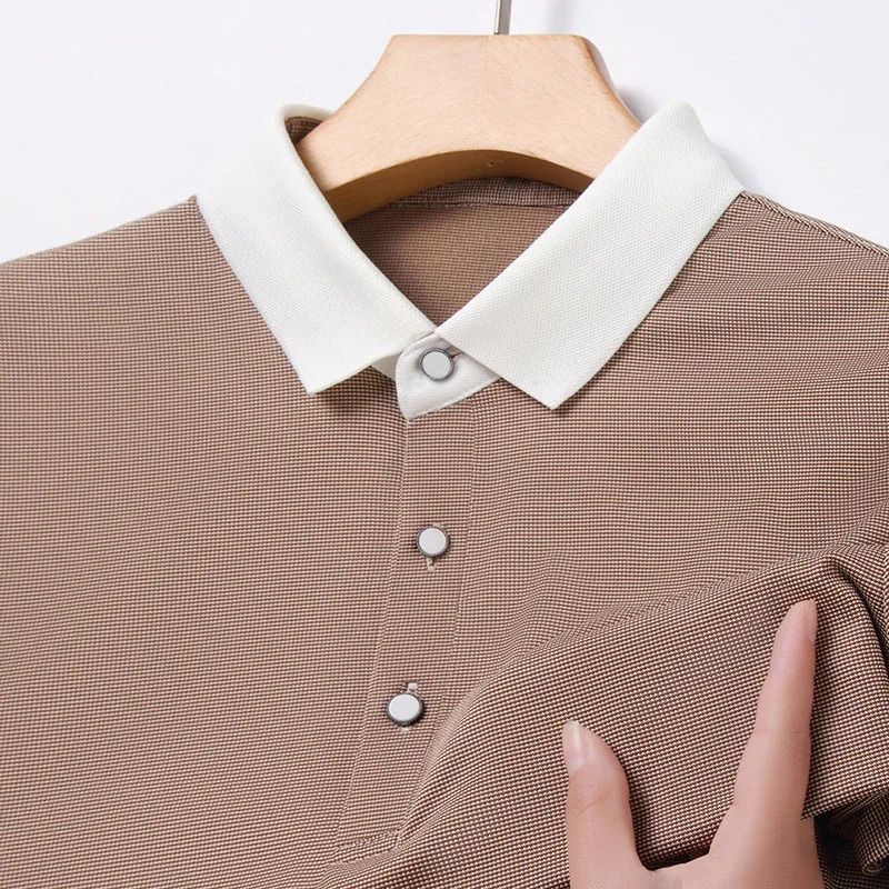 2024 mens striped cotton business casual short sleeved polo shirt fashionable comfortable breathable top 250312