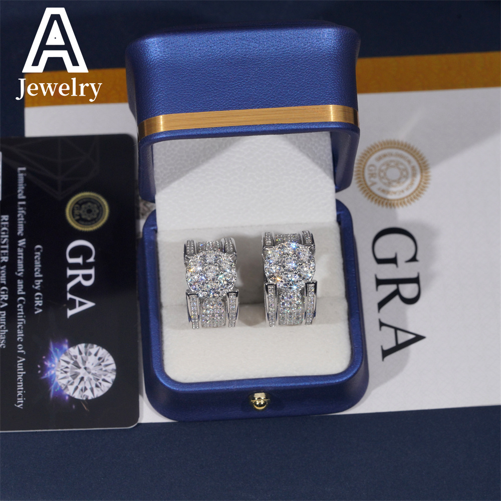 Iced out Men Hip Hop 925 Silver Jewelry VVS Moissanite Diamond Rings Pinky Rings