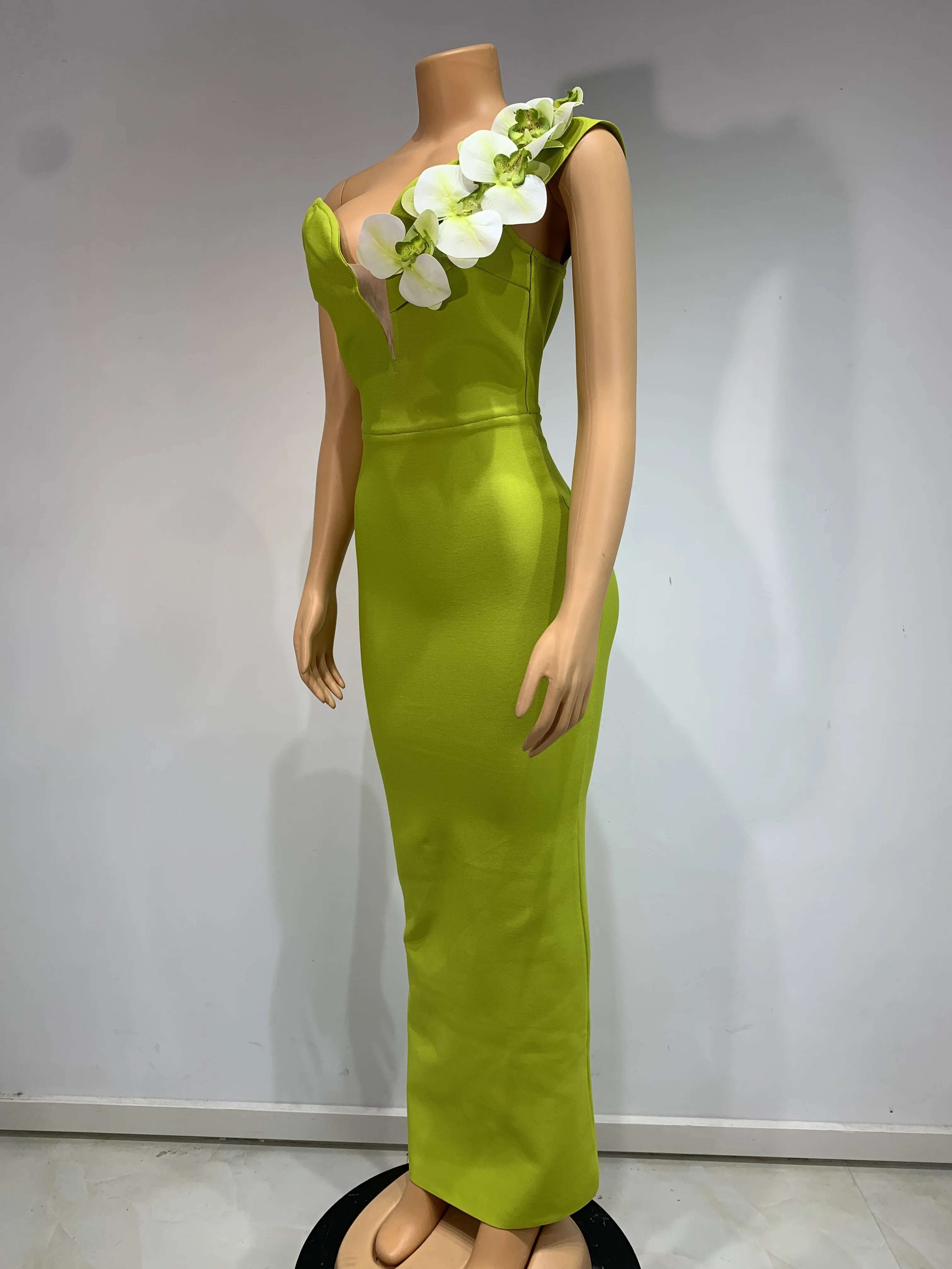 Fashion Bandage Design Party Dress Elegant Birthday Prom Celebrate Club Wear Women Sexy Strapless Wer Elastic Evening Gown