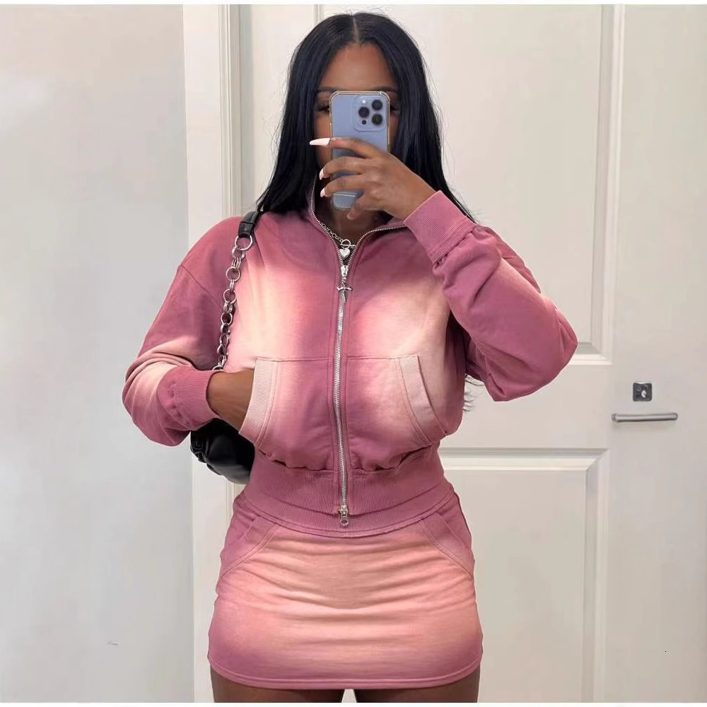 New washing hoodie autumn and winter bag buttocks sexy fashion hooded slim fit 2-piece set