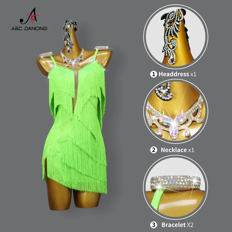 Latin Dance Professional Tassel Dress Girls Sexy Short Skirt Woman Ballroom Practice Wear Female Clothes Costume Customized 250320