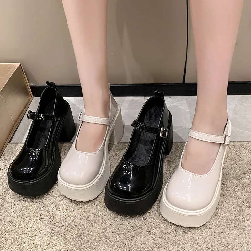 Fashion White Chunky Platform High Heels Women's 2025 New Fall/winter Mary Jane Shoes platform heels