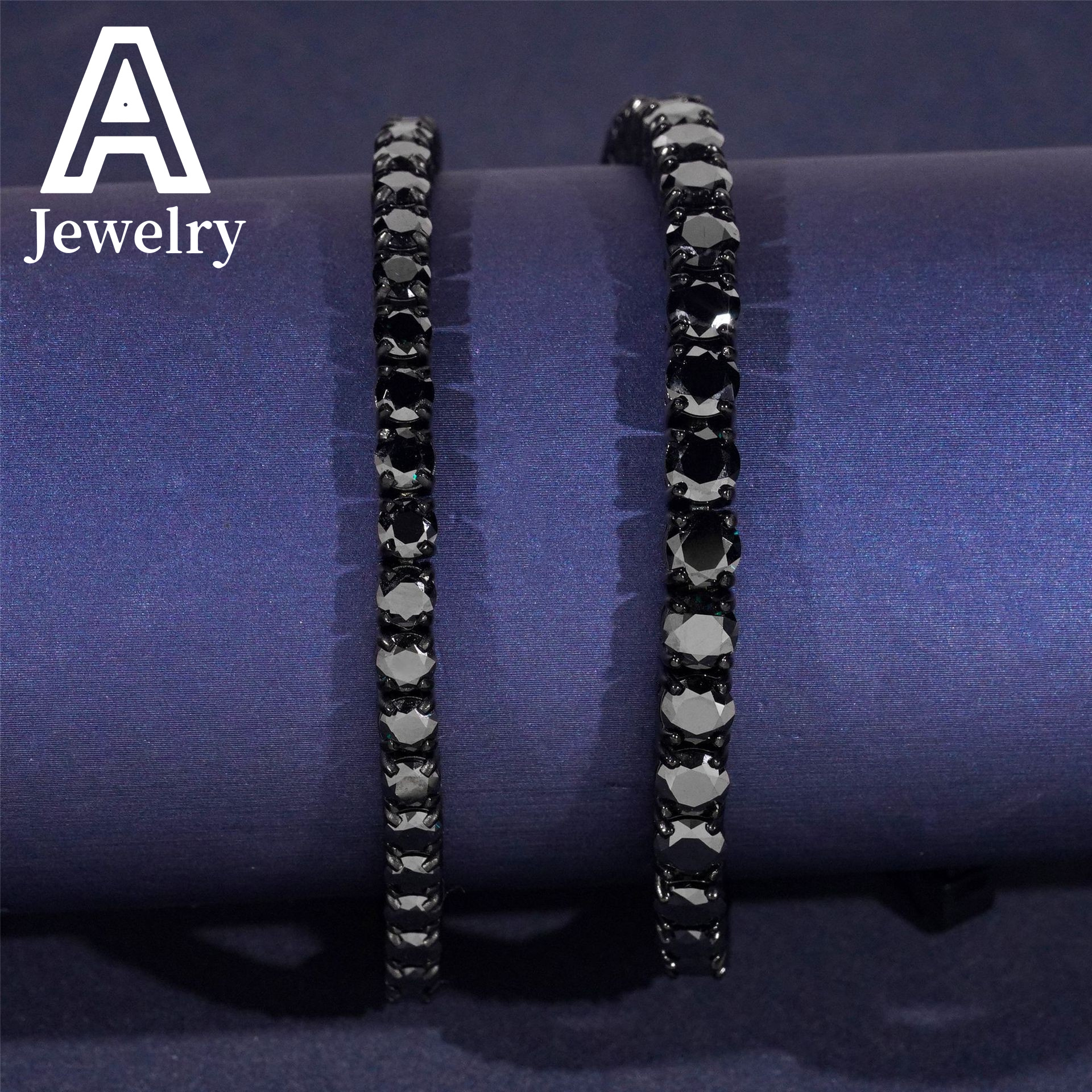 Fashion Jewelry Moissanite Tennis Chains Hip Hop Necklace 4MM Black Moissanite Waterproof Stainless Steel Necklace Bracelet
