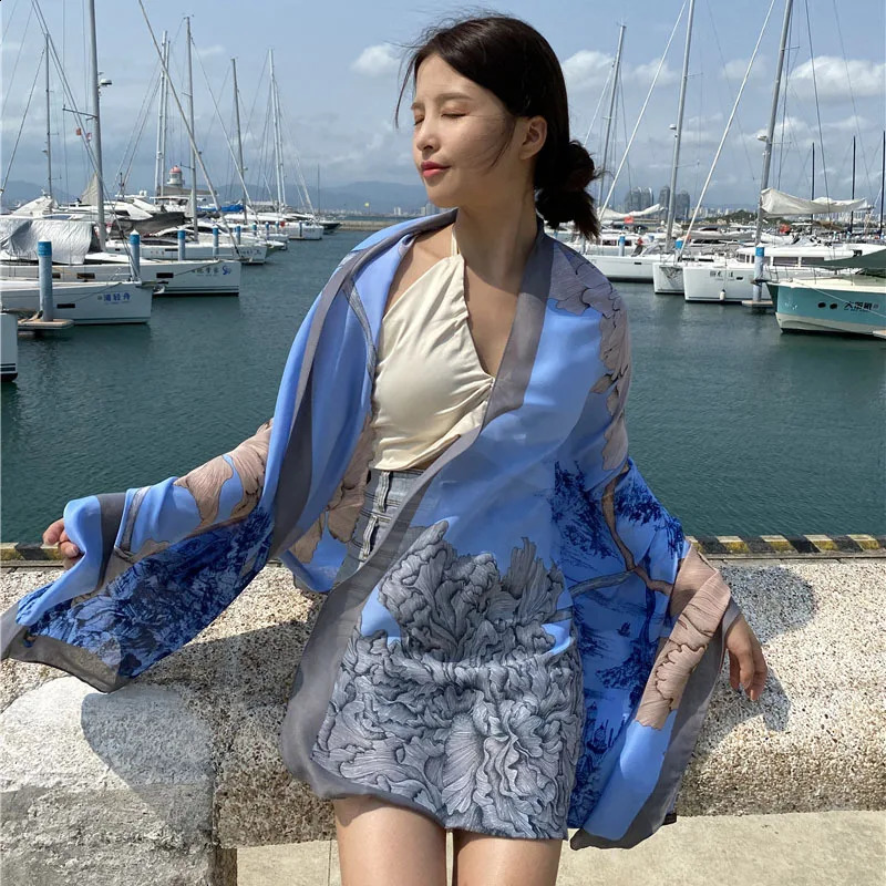 Travel Beach Scarve Bikini Large Sunscreen Shawl Floral Sarong Wrap Scarf Women Swimsuit Bathing Cover-up 90x180cm 250318