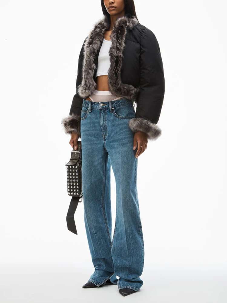 TWOTWINSTYLE Colorblock Street Straight Jeans For Women High Waist Spliced Button Sexy Denim Pants Female Fashion Style New