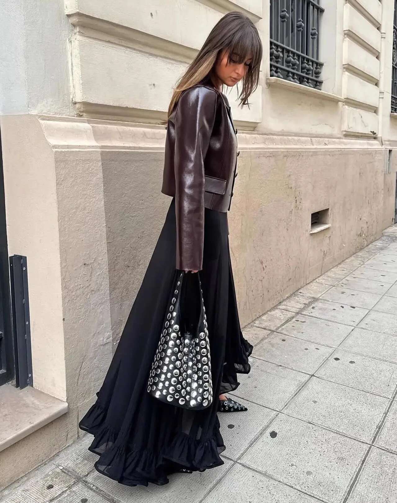 Fashion Rivet Buckets Designer Women Handbags Pu Leather Shoulder Bags Retro Y2k Underarm Bag 2025