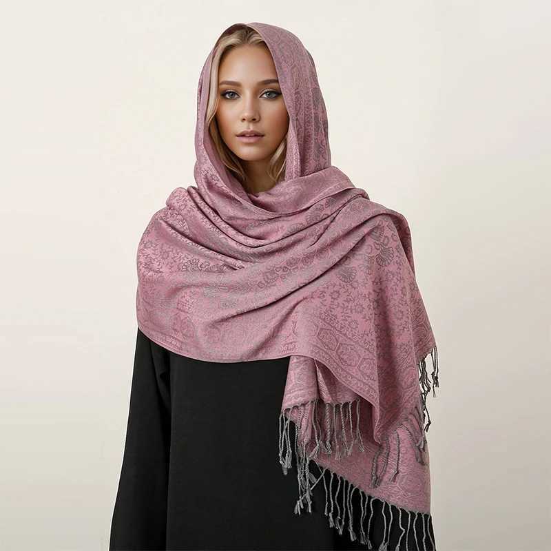 winter headscarf scarf long Muslim cashmere shawl Fem Foard soft turbo bag suitable for luxury brands with ribbons X2503241