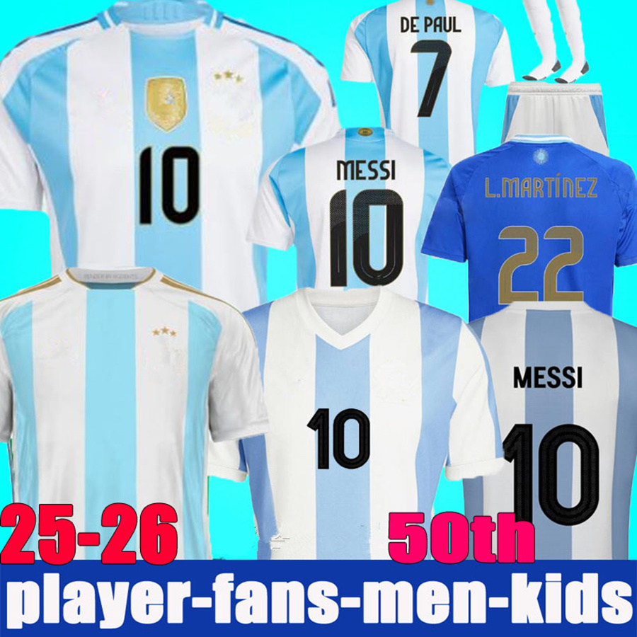 2025 2026 Argentina 50th home Soccer Jerseys MESSIS 50-Years Anniversary 24 25 26 Fans Player MAC ALLISTER DYBALA DI MARIA MARTINEZ DE PAUL Kids Kit Men Football Shirt
