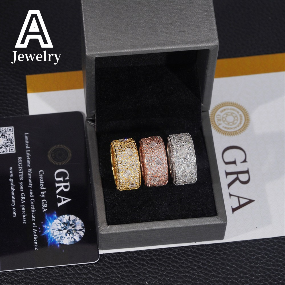 Hip Hop Fine Jewelry NEW ARRIVAL Affordable Fancy Shape Band Ring Emerald Moissanite Championship Ring 925 rings for men