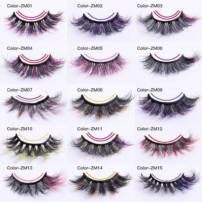1 pair of thick and explosive colored false eyelashes with exaggerated and messy movements curled and curled eyelashes W250324